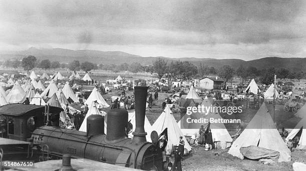 Dedeagatch, Greece: A view of the tented city of Dedeagatch, just across the Maritz in Western Thrace, where Greeks fled by tens of thousands before...