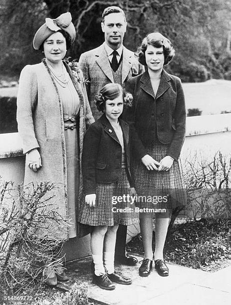 Berkshire, England: The British Royal Family photographed at Windsor Castle where they attended a birthday party the day before Princess Elizabeth...