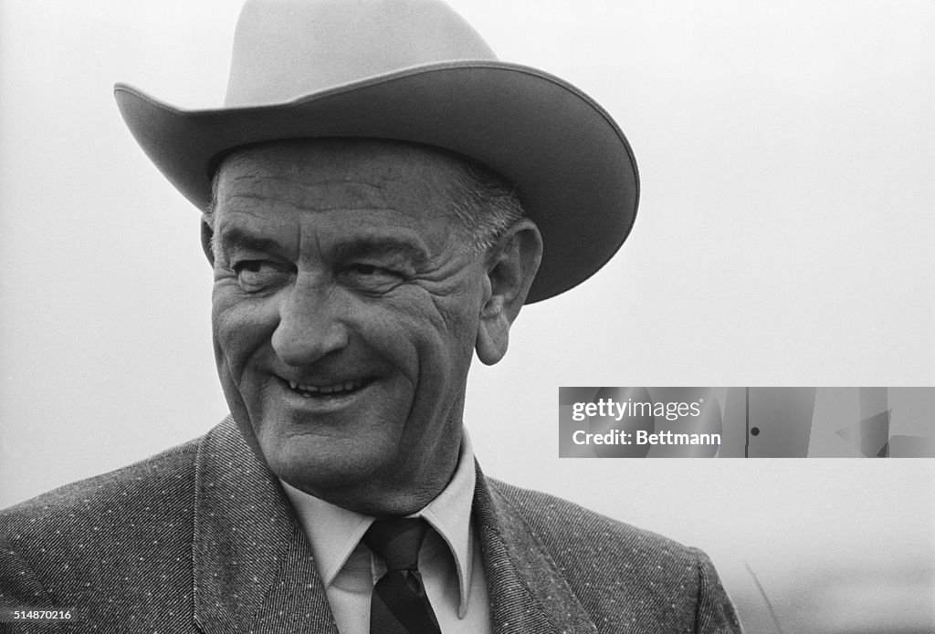 Lyndon Johnson Wearing Cowboy Hat