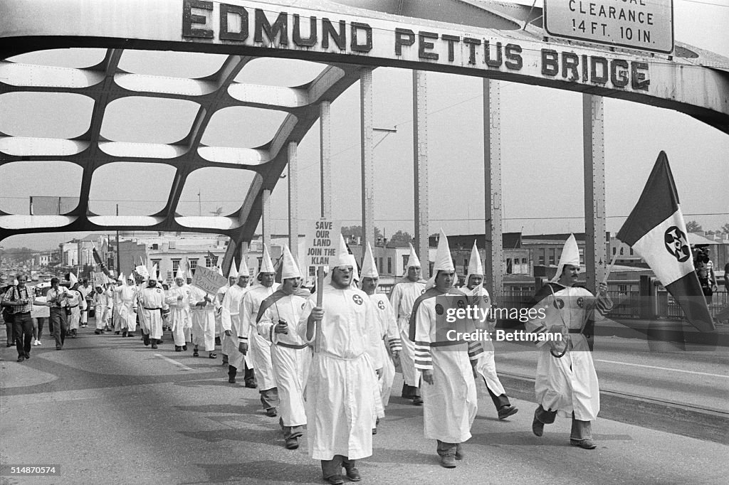 Klan Members Marching Across Edmund Pettus Bridge