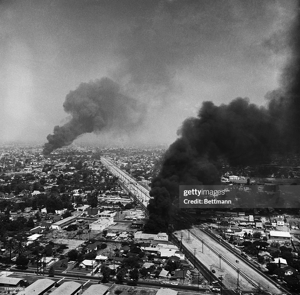 Fire Burning In Southeast Los Angeles