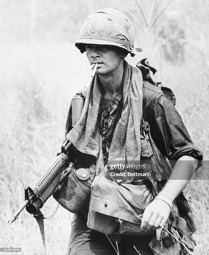 Soldier Smoking Two Cigarettes