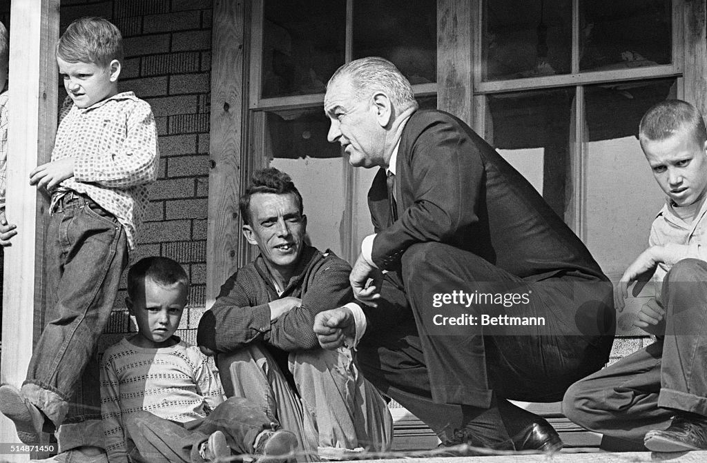 Lyndon Johnson Talks To Man W/ His Boys