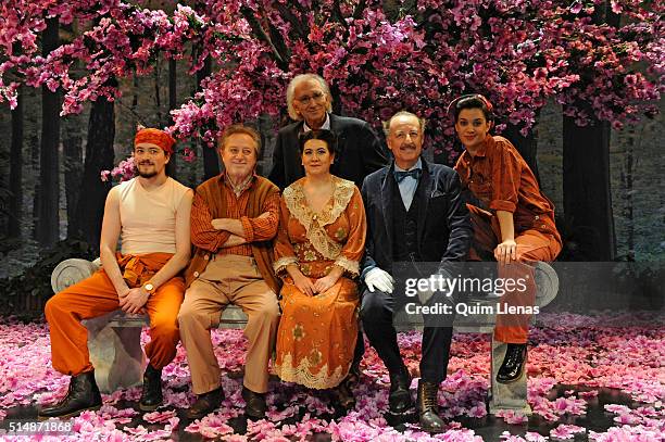 Spanish playwright Jose Luis Alonso de Santos and actors Mariano Estudillo, Manuel Galiana, Luisa Martin, Pedro Miguel Martinez and Marta Guerras...