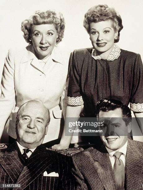 The cast of the sitcom I Love Lucy is : Vivian Vance, Lucille Ball, Desi Arnaz, and William Frawley.