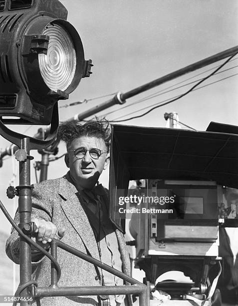 Cameraman Karl Freund photographed by a candid cameraman while working on the "Parnell" set, new Metro-Goldwyn-Mayer picture starring Clark Gable and...