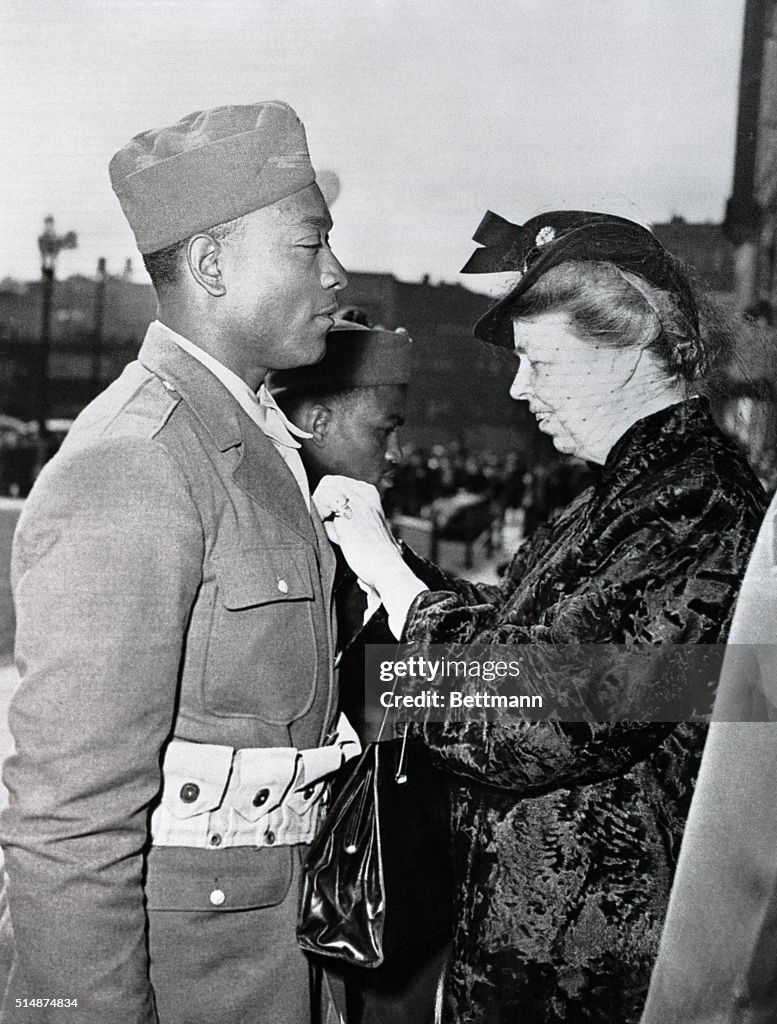 Eleanor Roosevelt Awarding the Soldier's Medal