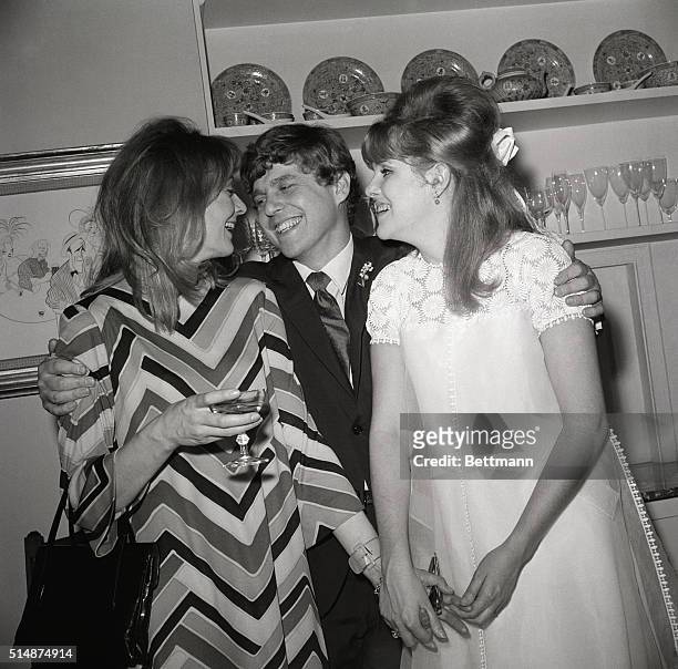 British actress Lynn Redgrave of "Georgy Girl" fame and her husband, newly divorced actor John Clark, are toasted by the bride's sister, Vanessa,...