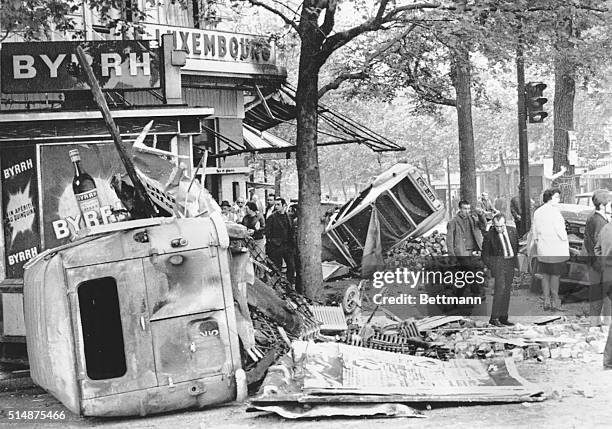 Parisians Inspect Riot Damage 1968
