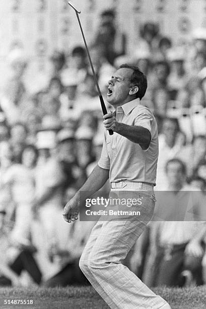 Golfer David Graham celebrates winning the US Open of 1981.