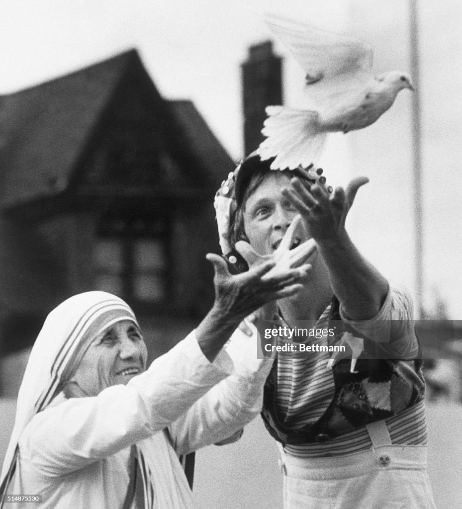 Mother Teresa Releasing Peace Dove