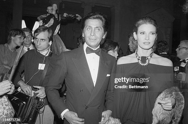 Raquel Welch accompanies fashion designer Valentino to a dinner and fashion show at the Metropolitan Museum of Art sponsored by Valentino.