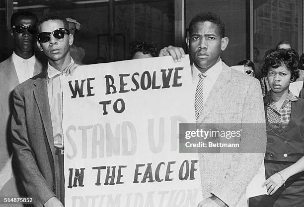 Students protesting segregation hold a demonstration in Baton Rouge, Louisiana. An estimated 2,500 attended.