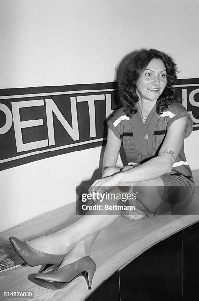 New York: Debra Murphee, the prostitute who helped topple televangelist Jimmy Swaggart, meets the press following the release of July Penthouse...