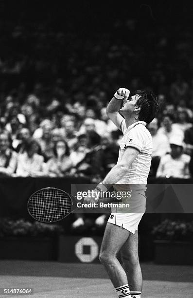 Jimmy Connors holds his nose to indicate his disgust during a tennis match against Ivan Lendl at the Volvo Masters Championship at Madison Square...