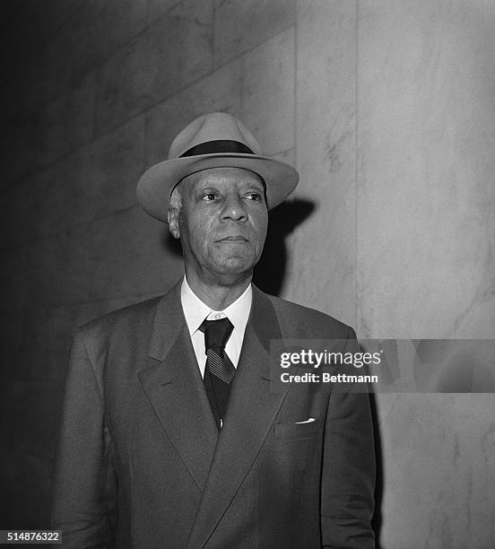 Philip Randolph, President of the Negro-American Labor Council was among the witnesses at the congressional hearing. He poses here for a photograph...