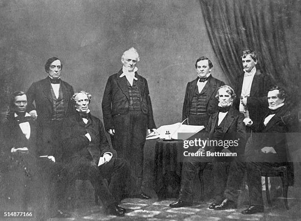 Cabinet of President J. Buchanan Standing at left to right: Lewis Cass , Buchanan, Howell Cobb Hos Holt . Seated Left to Right: Jaocb Thimpson , John...