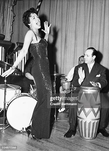 Paris, France: Photo shows Lena Horne at full dress rehersal at the Cafe Moulin Rouge.