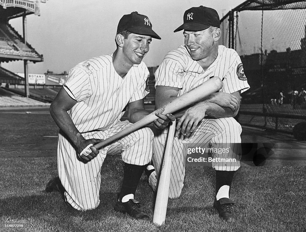 Billy Martin, Mickey Mantle W/Bats;Stadi