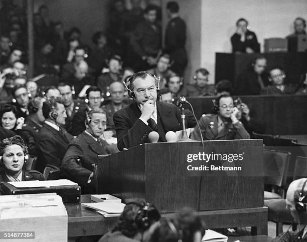 Nurnberg, Germany: Nurnberg Trials, Chief U.S. Prosecutor Robert H. Jackson, forground. Undated