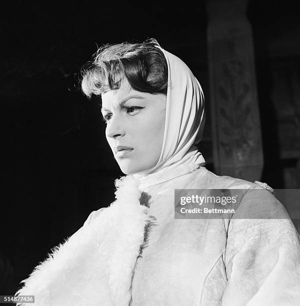 Rome, Italy: Italian star Silvana Mangano, shown here after a scene for the film "The Tempest" co-starring Van Heelin, turned in Rome's Dinecitta....