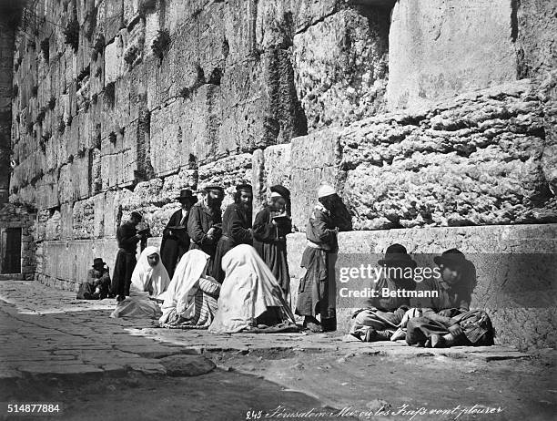 People praying at the Wailing Wall, Jerusalem. Undated photograph. BPA2# 2654