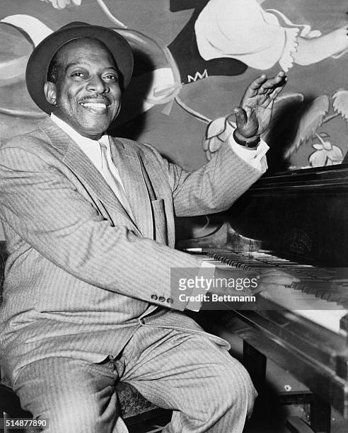 England: Photo shows most famous American jazzman Count Basie is seen during this morning's rehearsal at the Leicester Square Rehearsal Rooms of...
