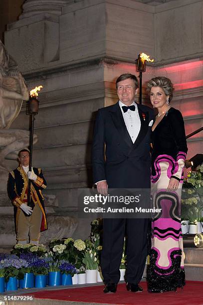 King Willem-Alexander of the Netherlands and Queen Maxima arrive to a reception given by King Willem-Alexander of the Netherlands and Queen Maxima in...