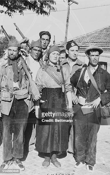Enlistment of women with government forces continues as the Spanish civil war enters its second month. Here are men and women soldiers about to go...