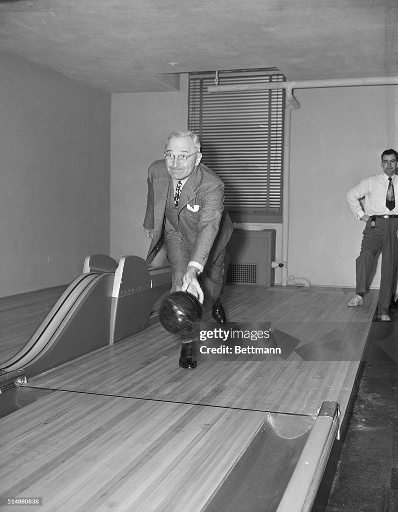 Harry S. Truman Pitching Bowling Ball