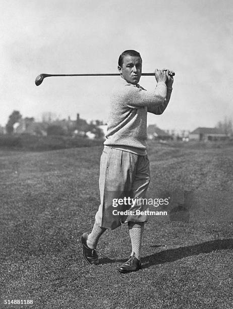 Sandwich, England: Gene Sarazen, American golfer, photographedduring the 1932 British Open Championship. Which he won. Full Length.