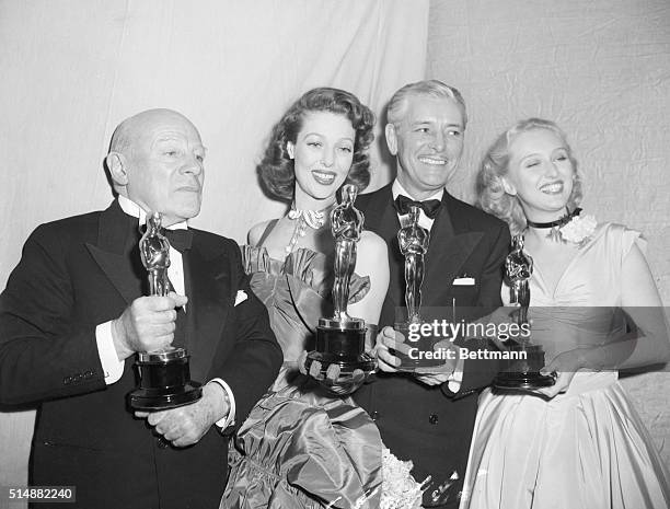 Los Angeles, CA: Top acting honors went to these four at the 20th Annual Presentation of Academy Awards at the Shrine Auditorium. Left to right are:...