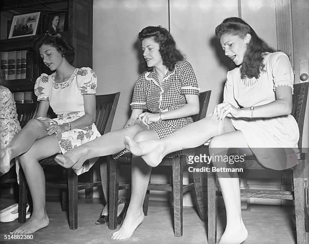 As World War II ended, women were able to obtain nylon stockings once again.