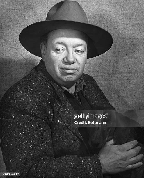 Diego Rivera , Mexican painter, famed and controversial muralist. Photograph, 1930's.