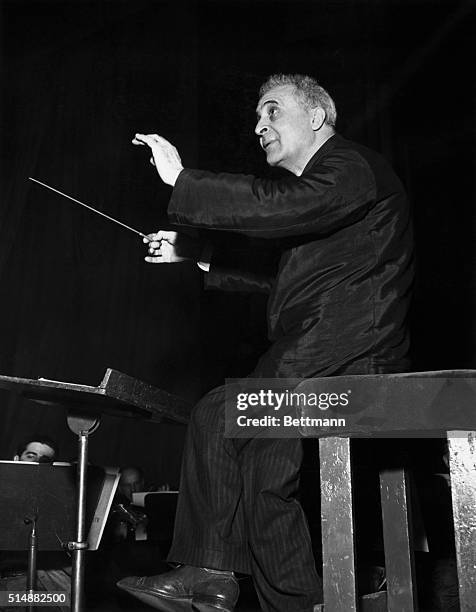 Bruno Walter during rehearsal with the New York Philharmonic. Undated photograph.