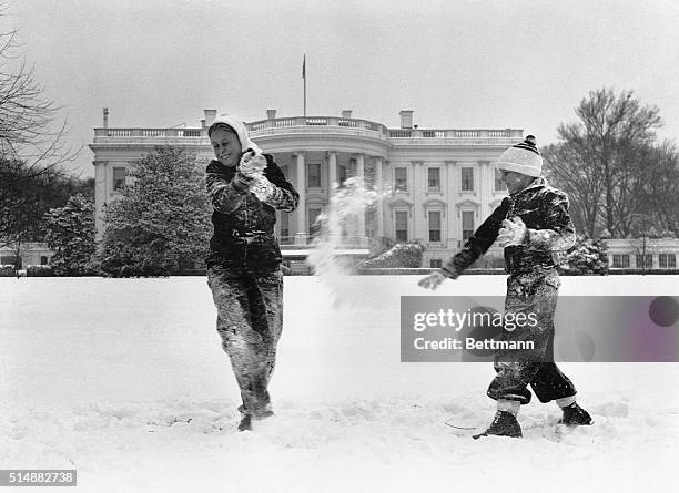 The heavy snowfall at the nation's Capitol proved a thing of delight to Anna Eleanor and Curtis Dall, grandchildren of Franklin D. And Eleanor...