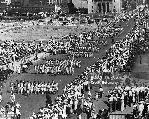 National Recovery Administration parade held in St. Louis, Missouri, drums up support for the New Deal program.