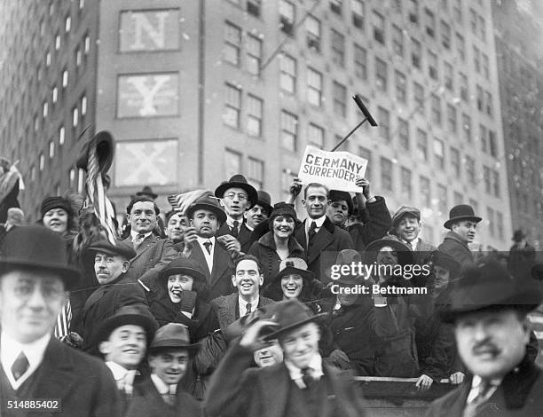 Day, 1918 in New York City. Grandstand near 42nd street. Photograph.