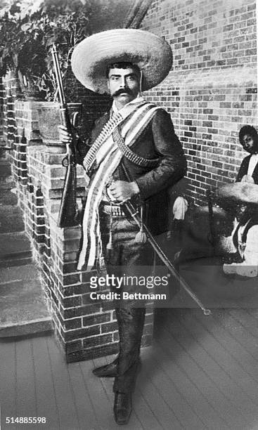 Emiliano Zapata , Mexican revolutionist. Undated photograph.