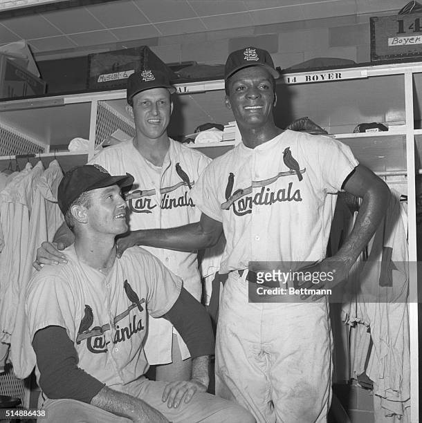These three men were instrumental in handing the World champion Milwaukee Braves a 5-2 defeat 8/26 night at Busch Stadium in St. Louis. Winning P....