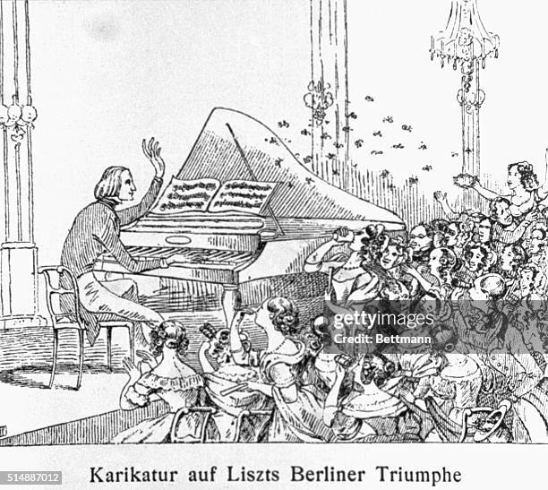 Franz Liszt performs at a concert in Berlin.