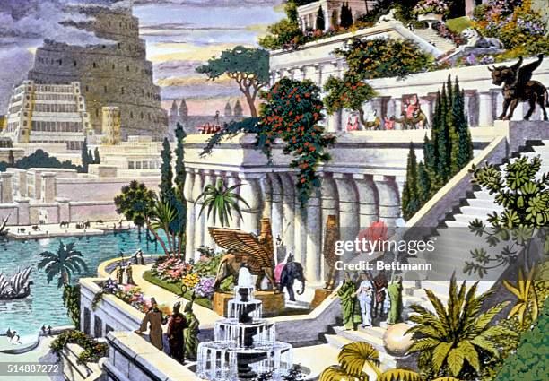 Illustration of the Hanging Gardens of Babylon.