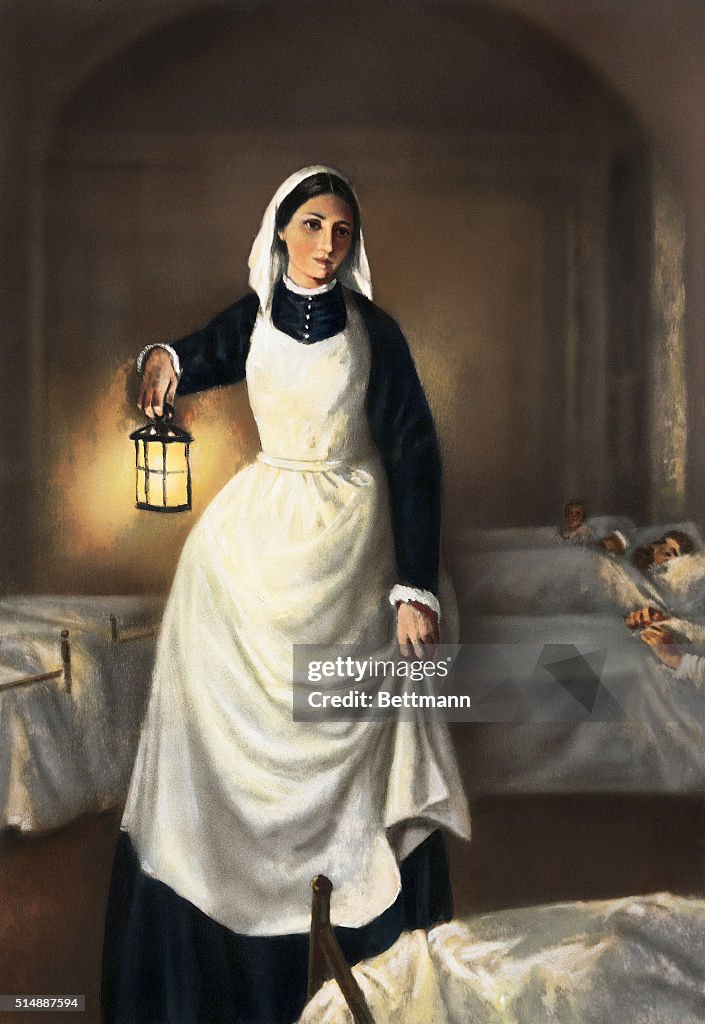 Illustration of Florence Nightingale Holding Lamp