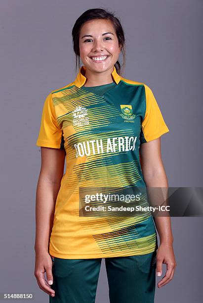 Sune Luus of South Africa during the photocall of the South Africa team ahead of the Women's ICC World Twenty20 India 2016 on March 11, 2016 in...