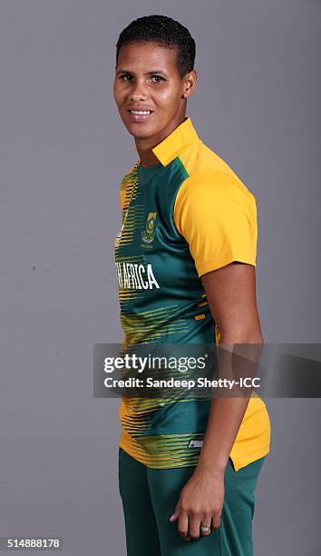 Moseline Daniels of South Africa during the photocall of the South Africa team ahead of the Women's ICC World Twenty20 India 2016 on March 11, 2016...