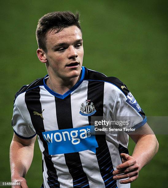 Owen Bailey of Newcastle during the Barclays U21 Premier League Match between Newcastle United and West Ham United at St.James' Park on March 11 in...