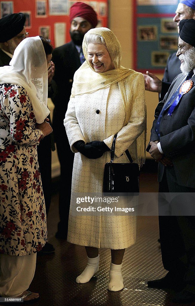 HRH The Queen And Prince Philip Visit Sikh Temple In Hounslow
