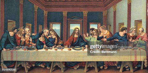 An illustration based after The Last Supper by Leonardo da Vinci.