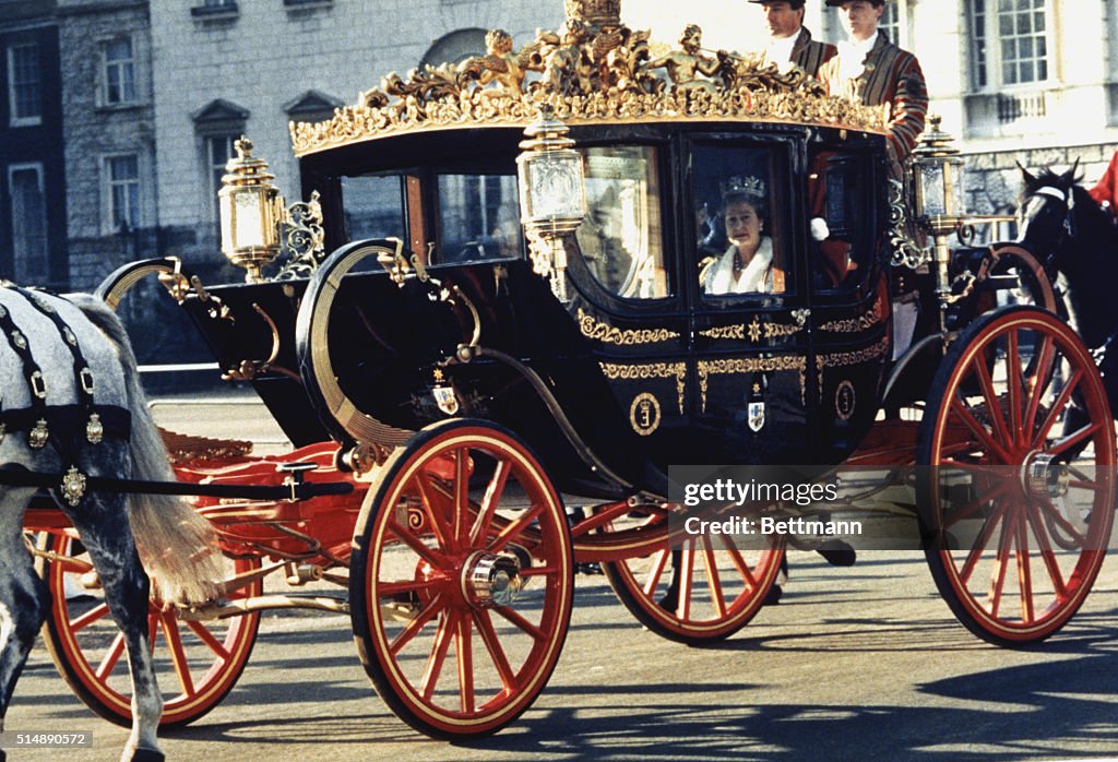 Queen Elizabeth Riding in State Coach