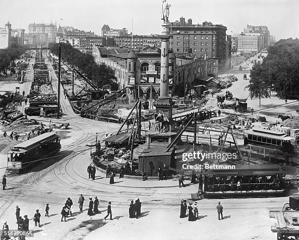 Construction around Columbus Circle in the 1890's.
